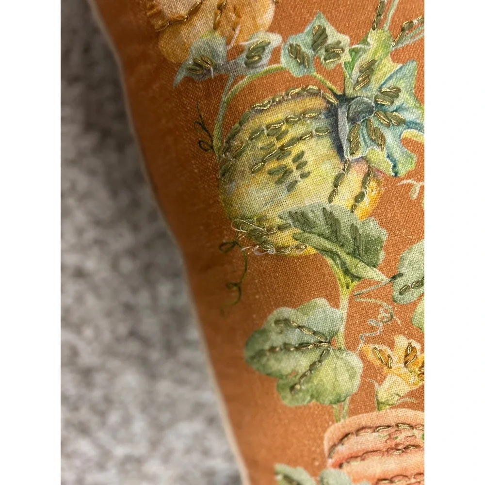 Harvest Pumpkin Choose To Be Grateful Embroidered Lumbar Pillow Orange 28x12